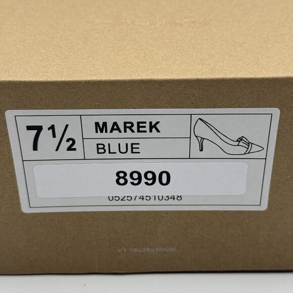 Journee Collection Marek Blue Heels Size 7.5 Pointed Toe Kitten Pumps Slip Ons - Picture 10 of 10